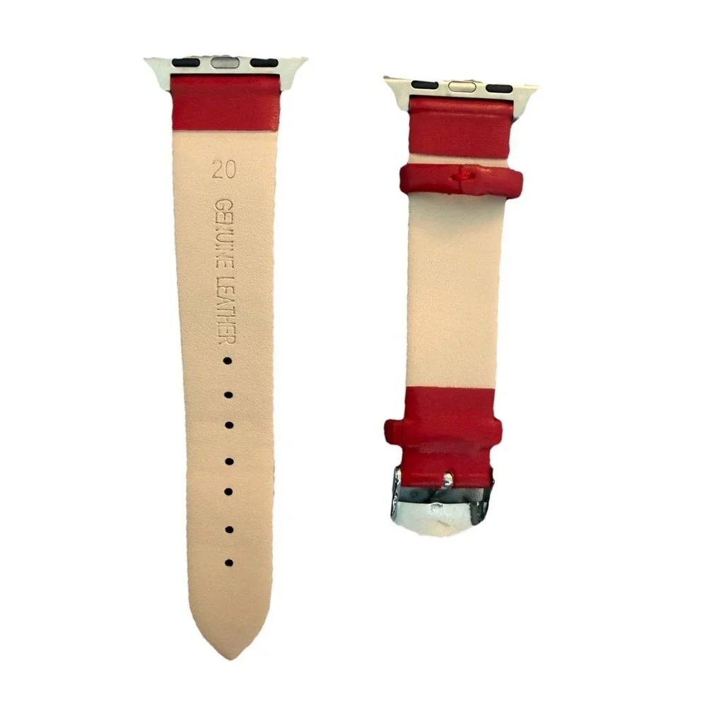 Unisex's Genuine Leather Smartwatch Watch Band Red Size 38-40 MM New